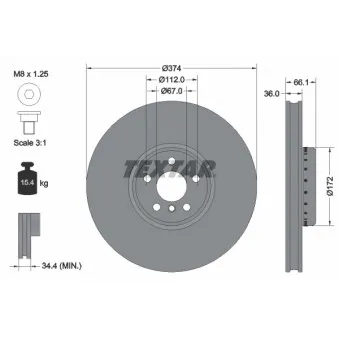 Disque de frein avant droit TEXTAR 92290225