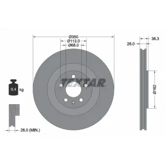 Jeu de 2 disques de frein arrière TEXTAR 92290405