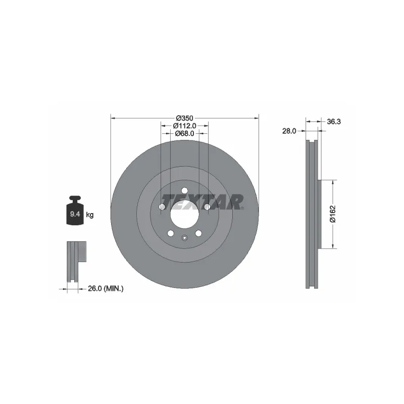 Jeu de 2 disques de frein arrière TEXTAR 92290405