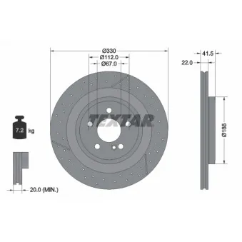 Jeu de 2 disques de frein arrière TEXTAR 92290605