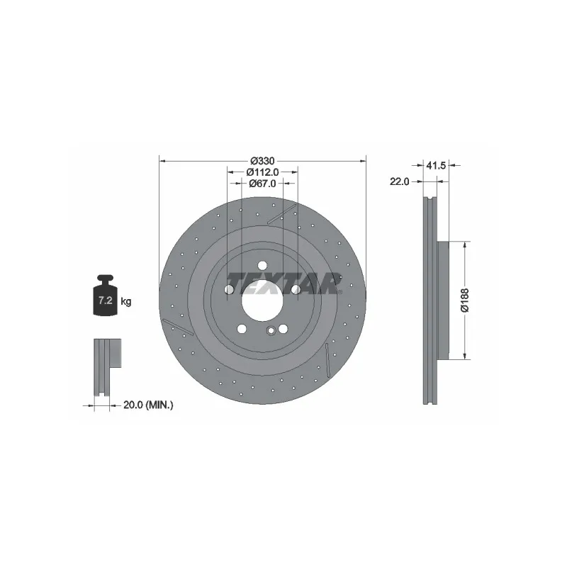 Jeu de 2 disques de frein arrière TEXTAR 92290605