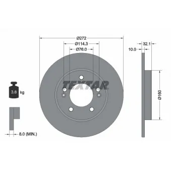 Jeu de 2 disques de frein arrière TEXTAR 92291703
