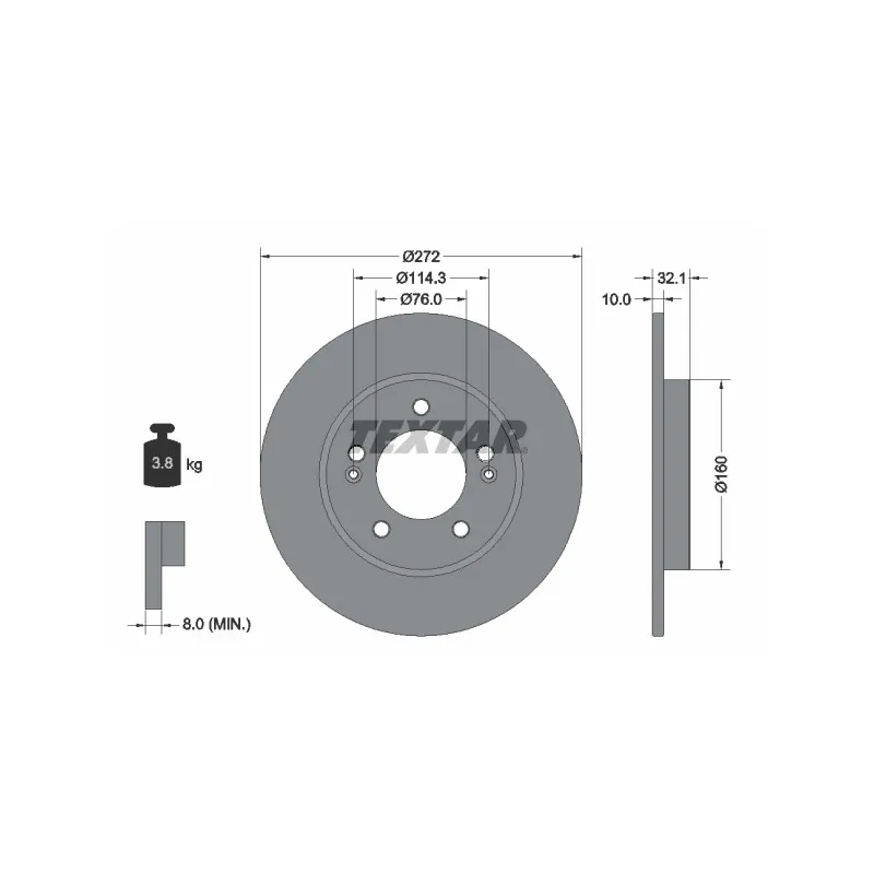 Jeu de 2 disques de frein arrière TEXTAR 92291703
