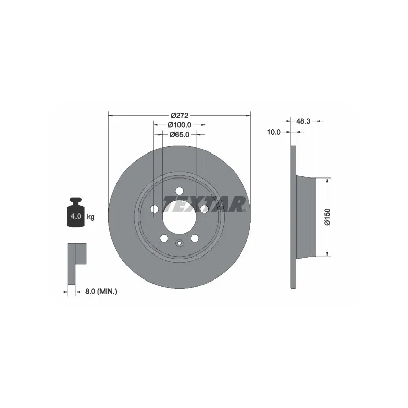 Jeu de 2 disques de frein arrière TEXTAR 92292003
