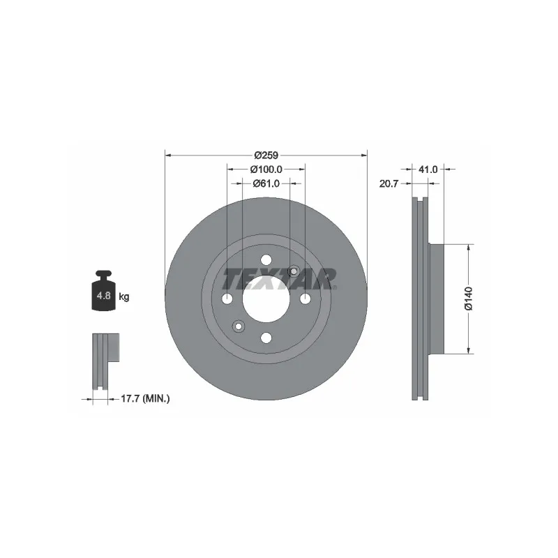 Jeu de 2 disques de frein avant TEXTAR 92292103