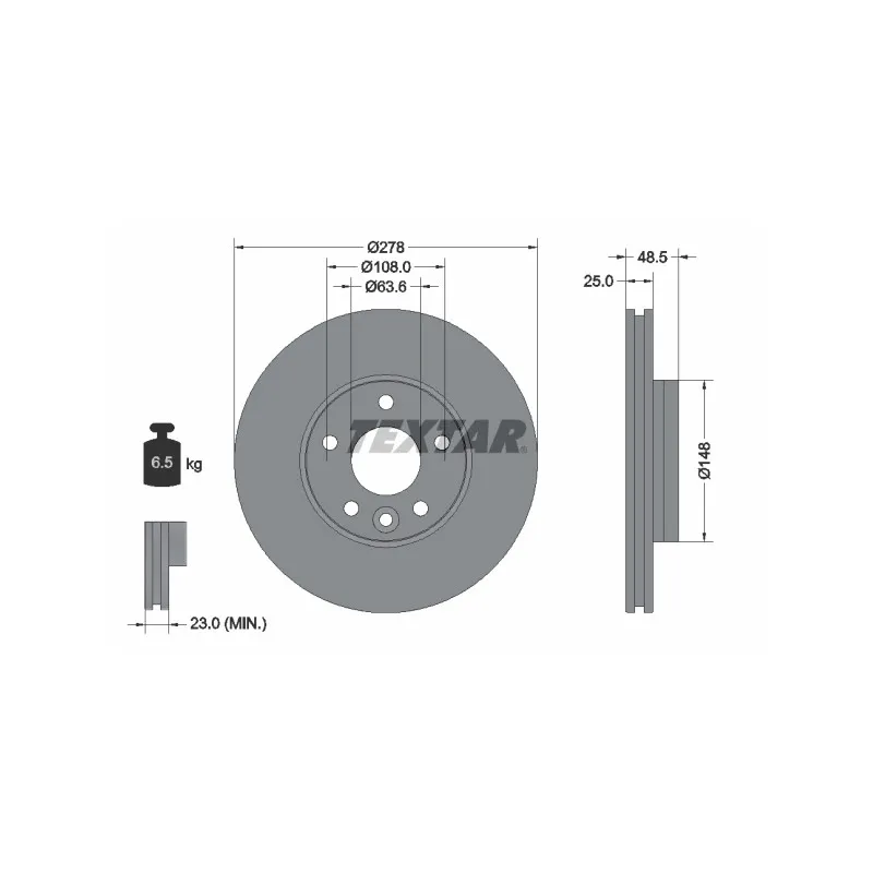 Jeu de 2 disques de frein avant TEXTAR 92292303