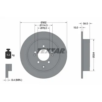 Jeu de 2 disques de frein arrière TEXTAR 92293303