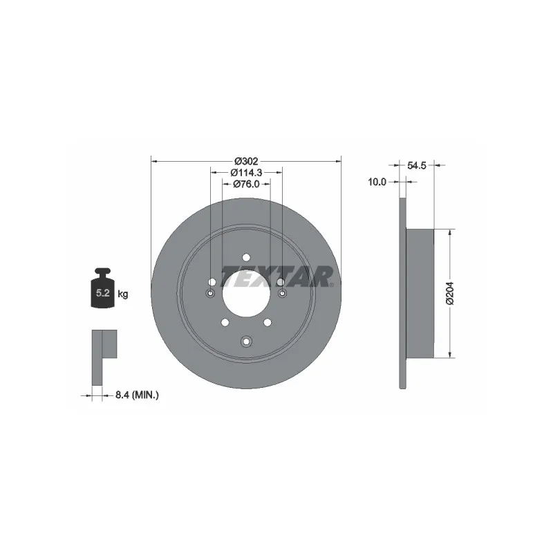 Jeu de 2 disques de frein arrière TEXTAR 92293303