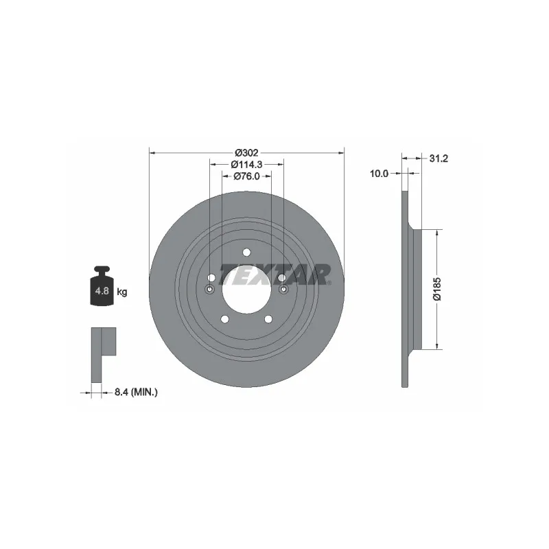 Jeu de 2 disques de frein arrière TEXTAR 92293403