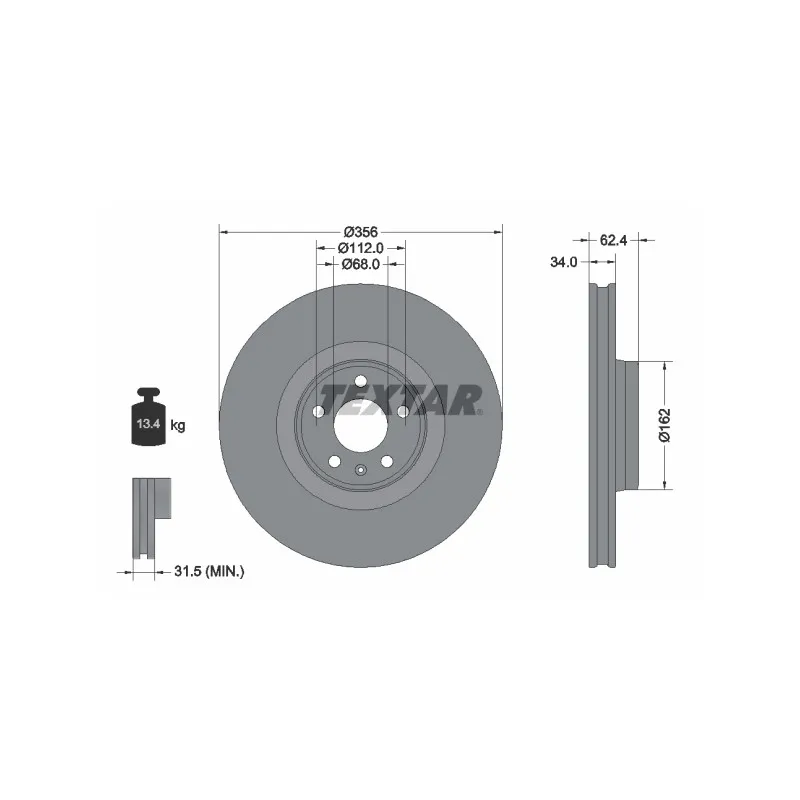 Jeu de 2 disques de frein avant TEXTAR 92293505