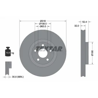 Jeu de 2 disques de frein avant TEXTAR 92293603