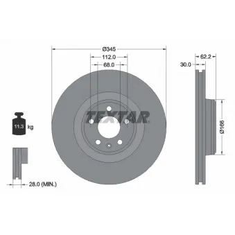 Jeu de 2 disques de frein avant TEXTAR 92294305