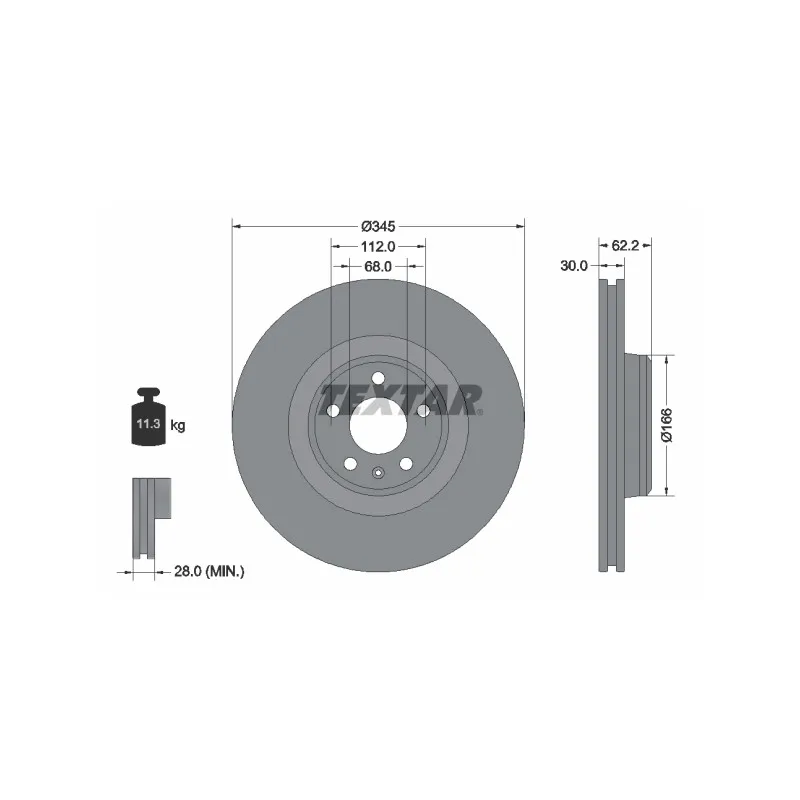 Jeu de 2 disques de frein avant TEXTAR 92294305