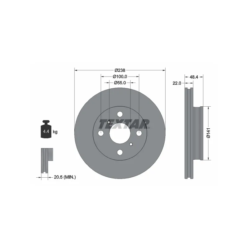 Jeu de 2 disques de frein avant TEXTAR 92294603