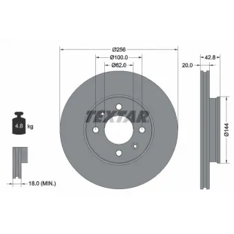 Jeu de 2 disques de frein avant TEXTAR 92295403