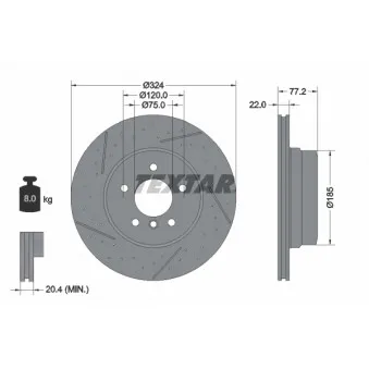 Jeu de 2 disques de frein arrière TEXTAR 92295505