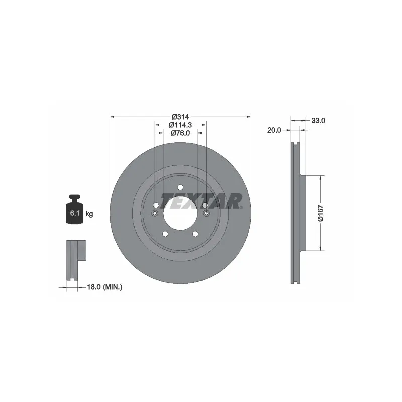 Jeu de 2 disques de frein arrière TEXTAR 92296203