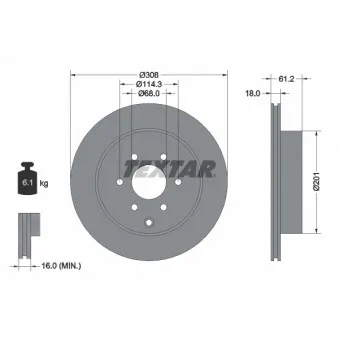 Jeu de 2 disques de frein arrière TEXTAR 92296403