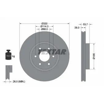 Jeu de 2 disques de frein avant TEXTAR 92296503