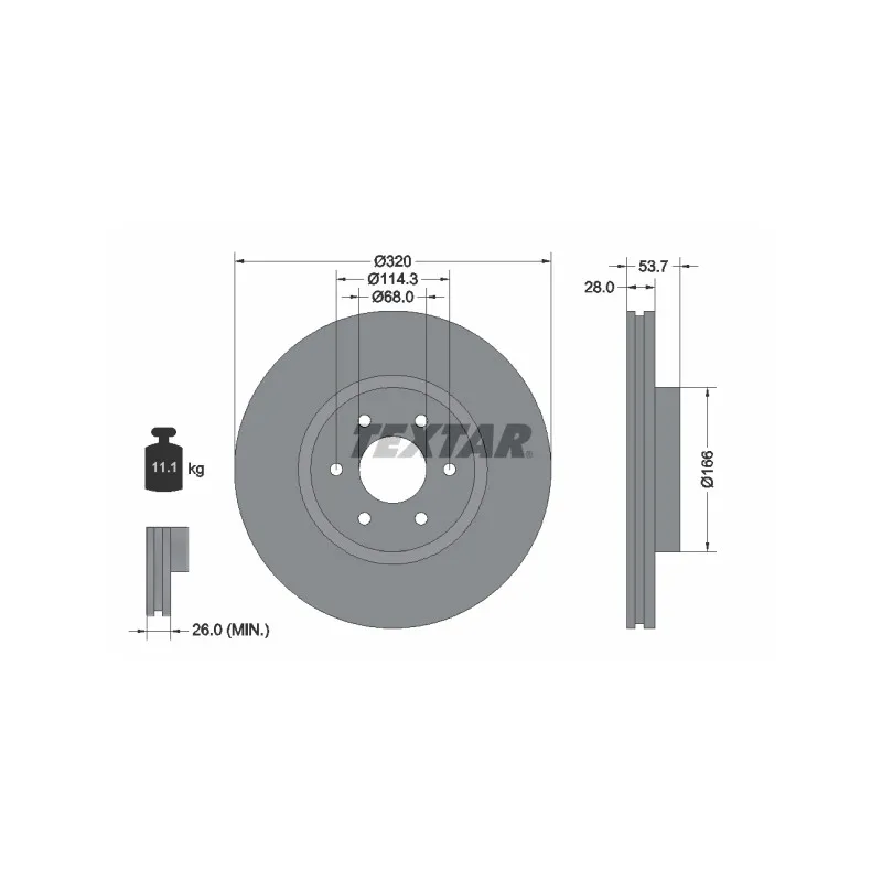 Jeu de 2 disques de frein avant TEXTAR 92296503