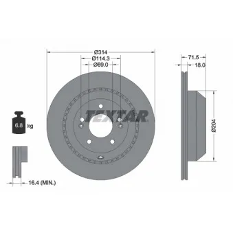 Jeu de 2 disques de frein arrière TEXTAR 92300803