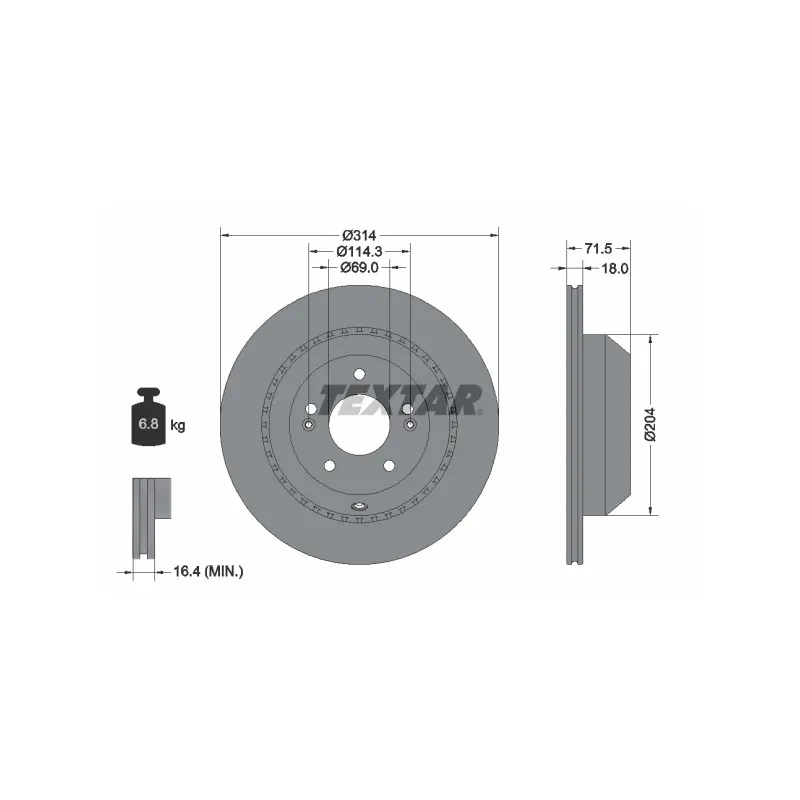Jeu de 2 disques de frein arrière TEXTAR 92300803