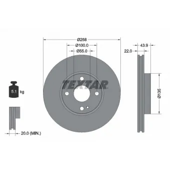 Jeu de 2 disques de frein avant TEXTAR 92300903