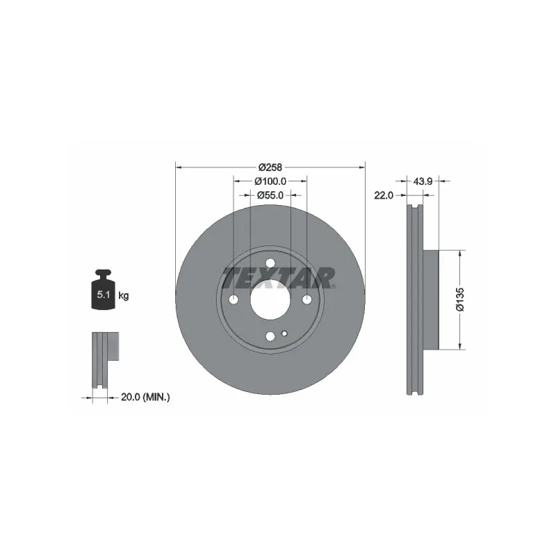 Jeu de 2 disques de frein avant TEXTAR 92300903
