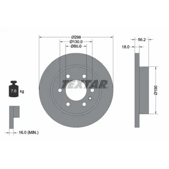 Jeu de 2 disques de frein arrière TEXTAR 92301003