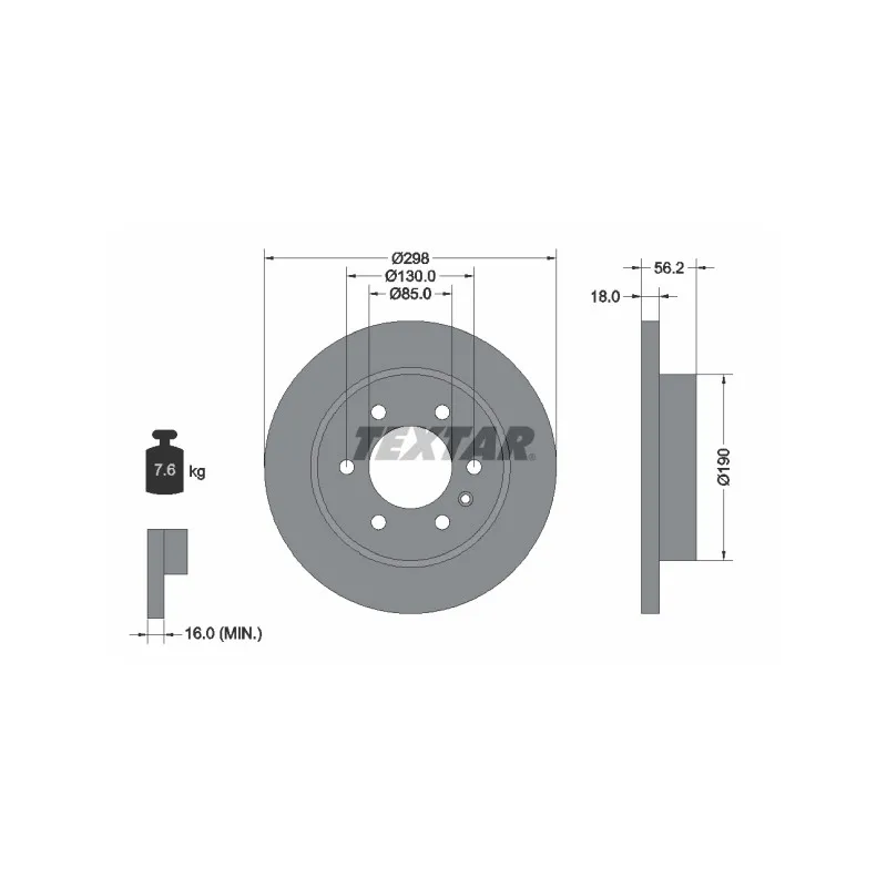 Jeu de 2 disques de frein arrière TEXTAR 92301003