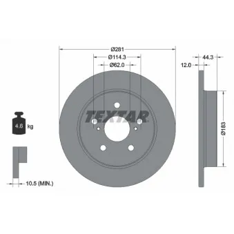 Jeu de 2 disques de frein arrière TEXTAR 92301403