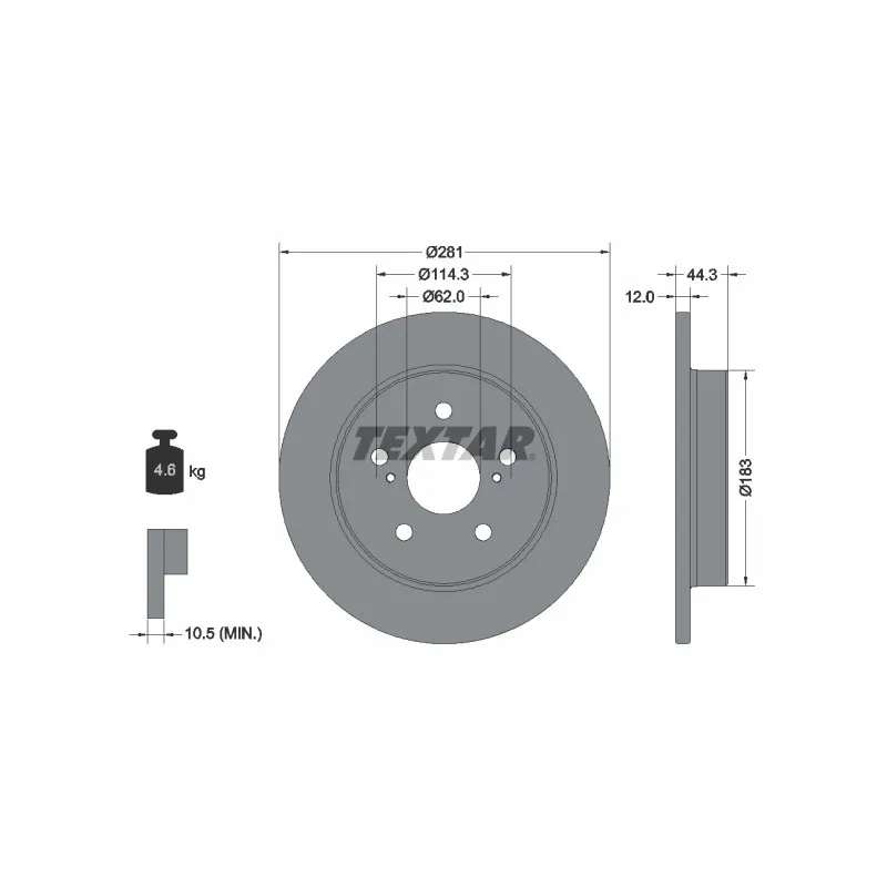 Jeu de 2 disques de frein arrière TEXTAR 92301403