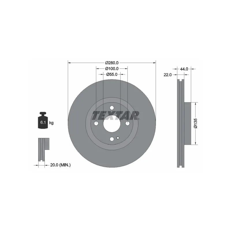 Jeu de 2 disques de frein avant TEXTAR 92301503