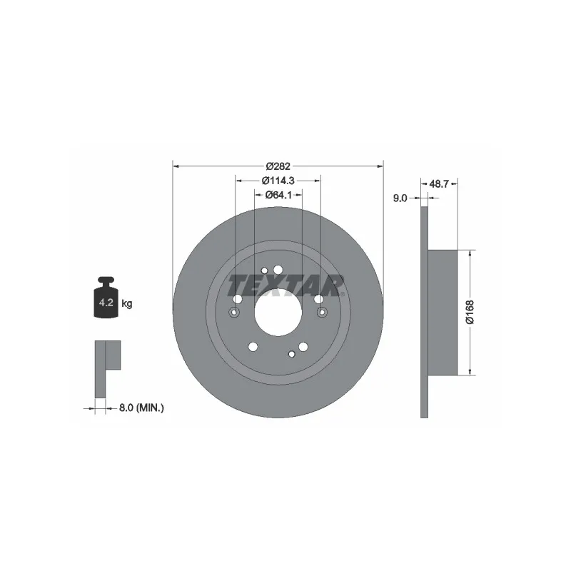 Jeu de 2 disques de frein arrière TEXTAR 92301603