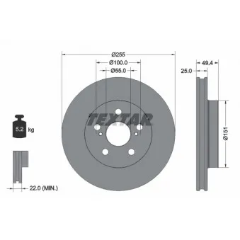 Jeu de 2 disques de frein avant TEXTAR 92301703