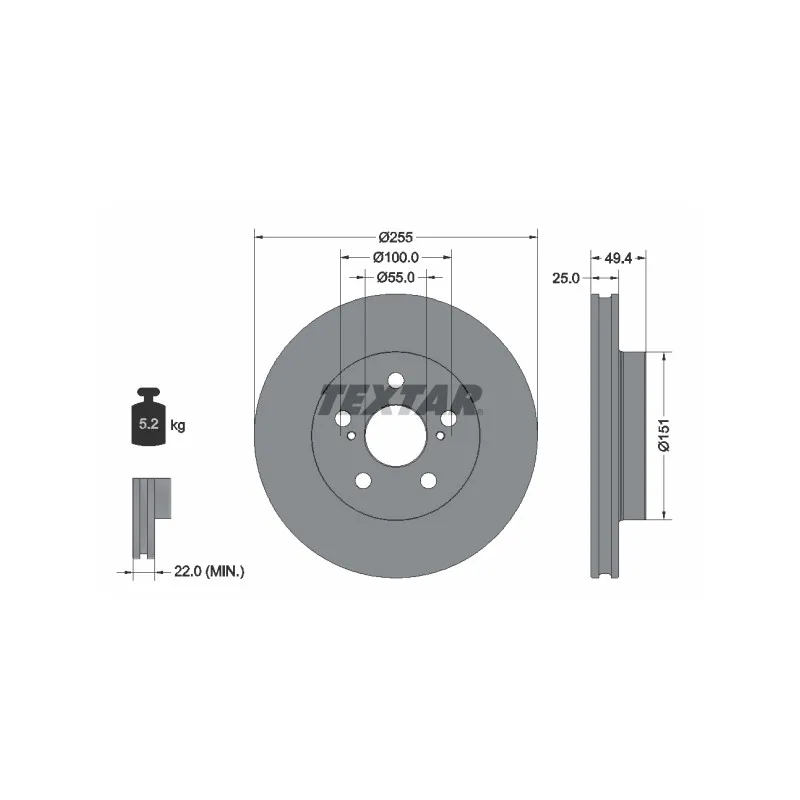 Jeu de 2 disques de frein avant TEXTAR 92301703