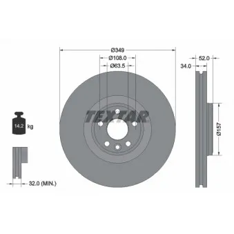 Jeu de 2 disques de frein avant TEXTAR 92301805