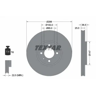 Jeu de 2 disques de frein avant TEXTAR 92302303