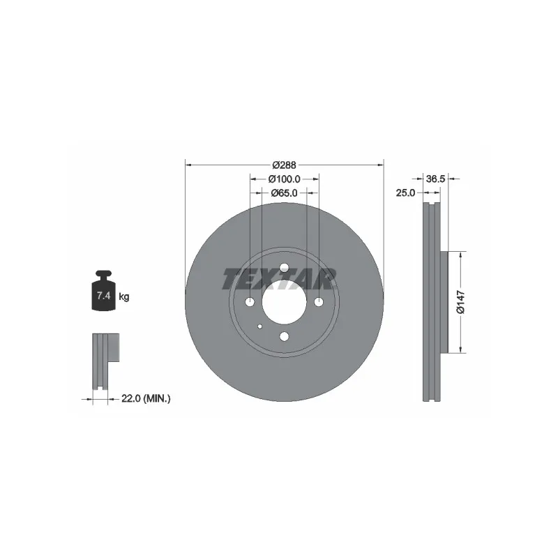 Jeu de 2 disques de frein avant TEXTAR 92302303