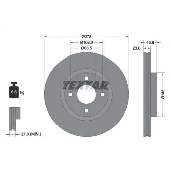 Jeu de 2 disques de frein avant TEXTAR 92303203