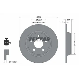 Jeu de 2 disques de frein arrière TEXTAR 92303503