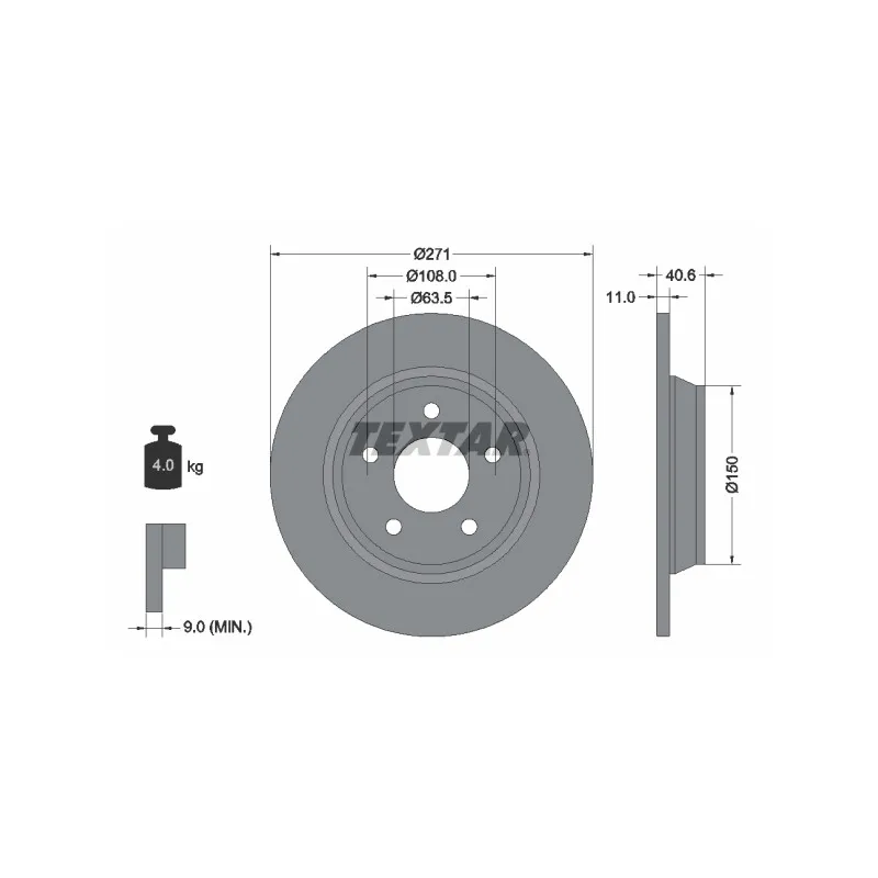 Jeu de 2 disques de frein arrière TEXTAR 92303503