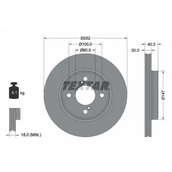 Jeu de 2 disques de frein avant TEXTAR 92303703