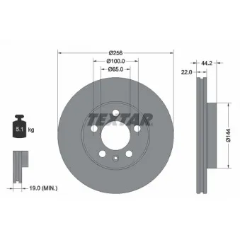 Jeu de 2 disques de frein avant TEXTAR 92303803
