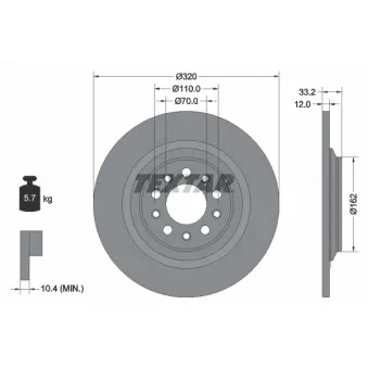 Jeu de 2 disques de frein arrière TEXTAR 92304103