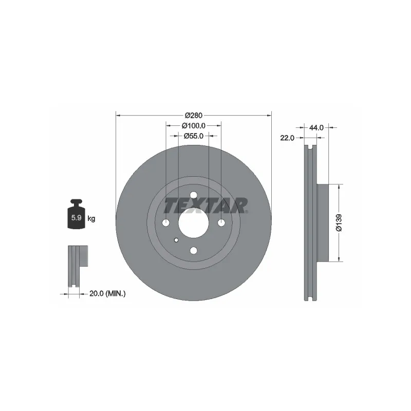 Jeu de 2 disques de frein avant TEXTAR 92304205