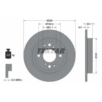 Jeu de 2 disques de frein arrière TEXTAR 92304403