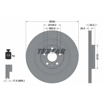 Jeu de 2 disques de frein arrière TEXTAR 92304503