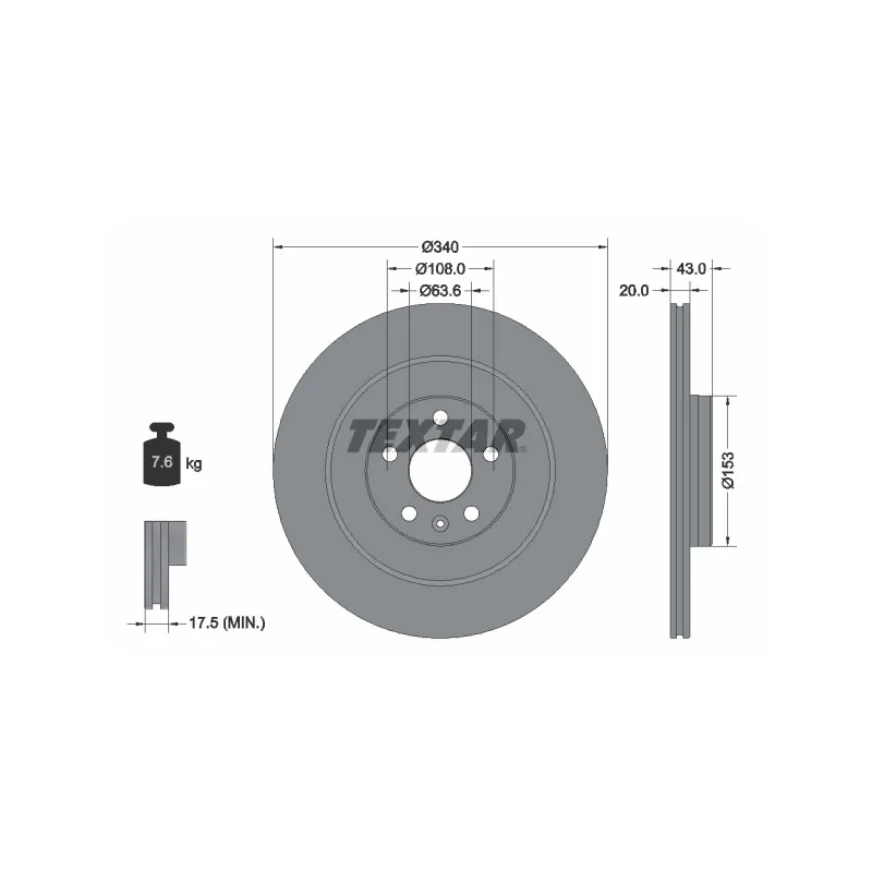 Jeu de 2 disques de frein arrière TEXTAR 92304503