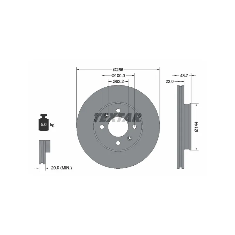 Jeu de 2 disques de frein avant TEXTAR 92304603